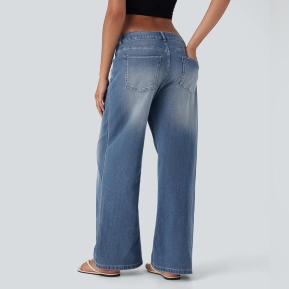 Halara Flex Asymmetric Low Rise Zipper
Pockets Baggy Wide Leg Washed Casual Jean - Picture 2 of 5